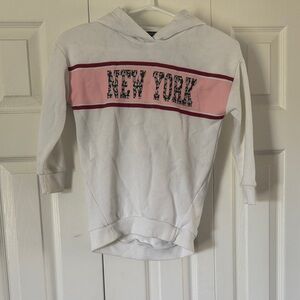 George White and Pink Kids Hoodie
